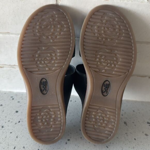 Sofft Braye Women’s Size 6 Black Leather Comfort Sandals Slip On Low Wedge Slide - Picture 8 of 12